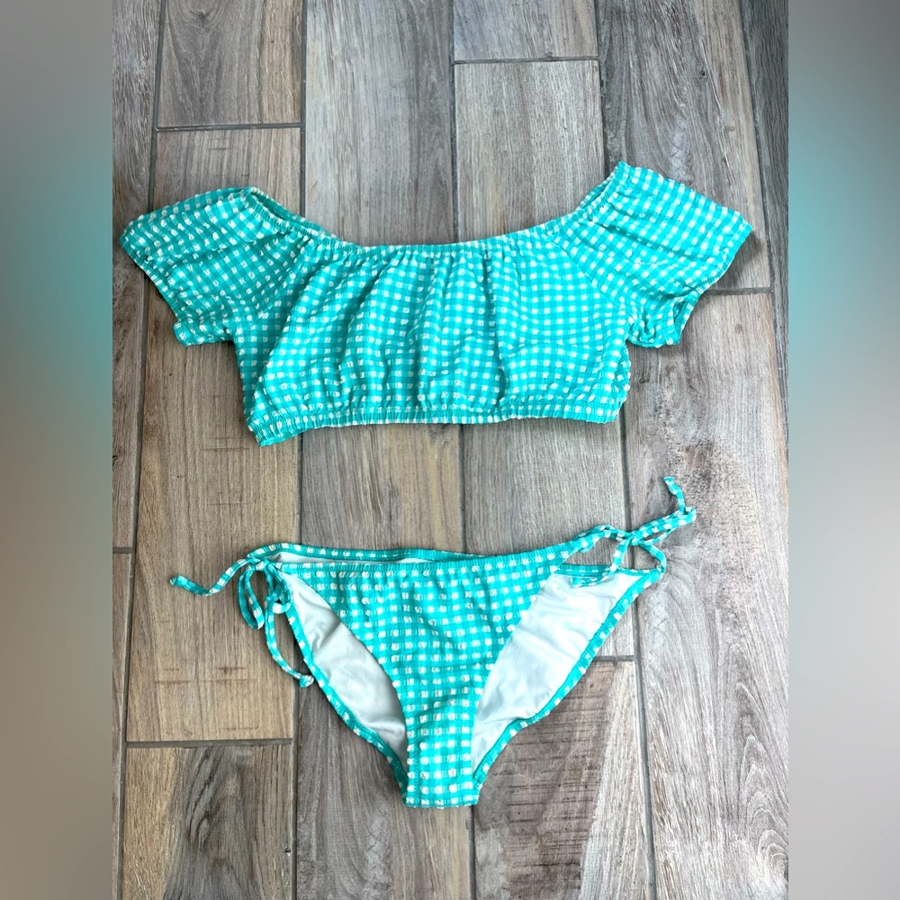 Jcrew green gingham bikini 👙 size S